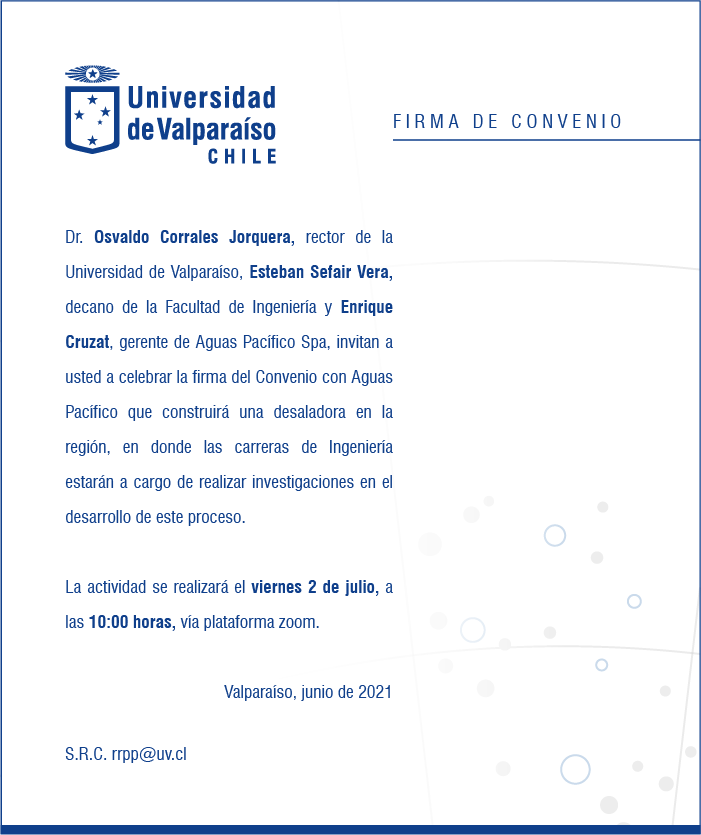 Ceremonia de firma convenio Aguas Pacífico - Universidad de Valparaíso